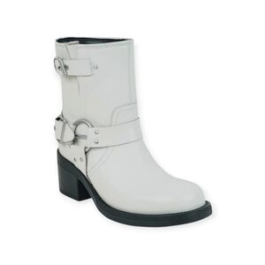 Kenneth Cole New York Women's Stride Block Heel Booties White Leather Size 6